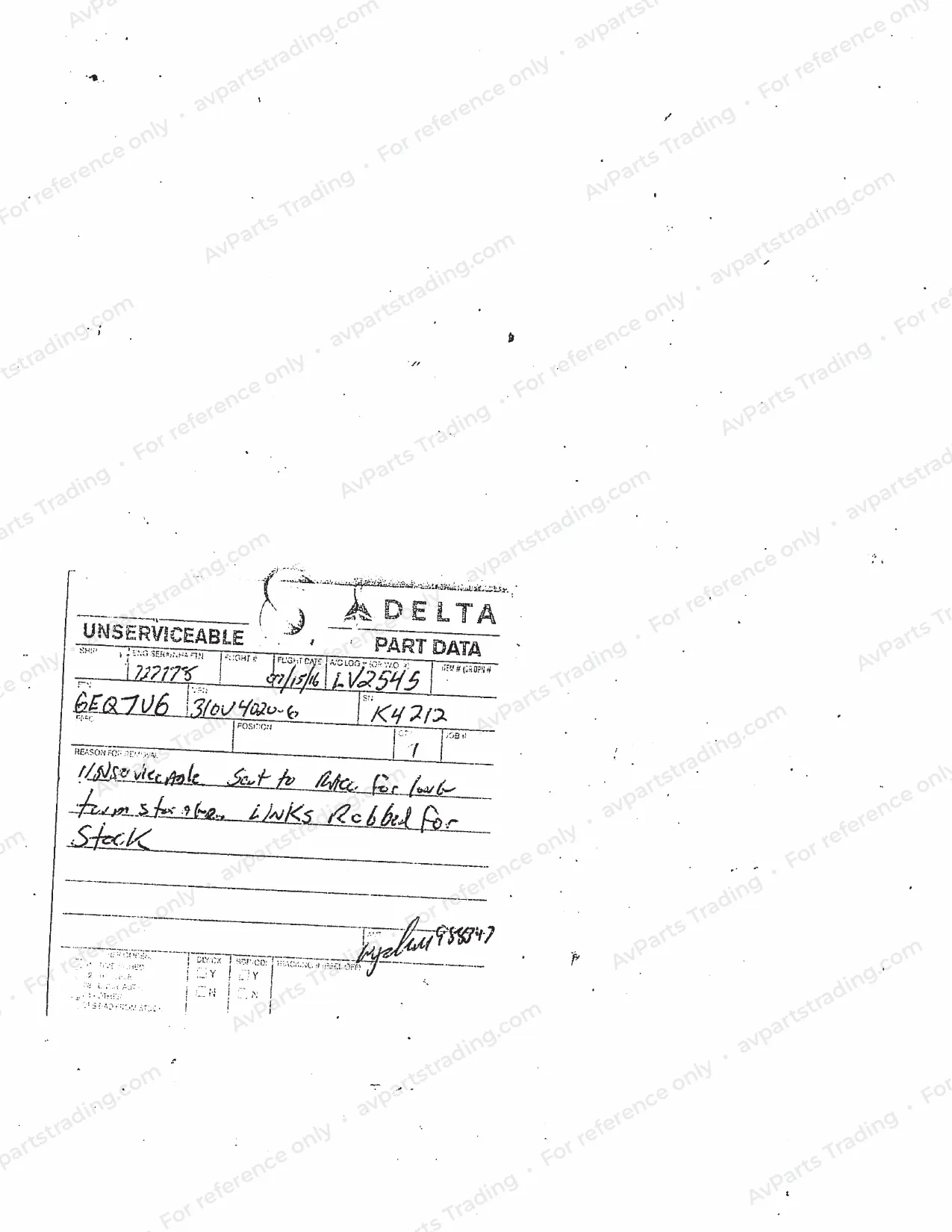 Trace for 310U4020-6: Delta tag · S/N K4212