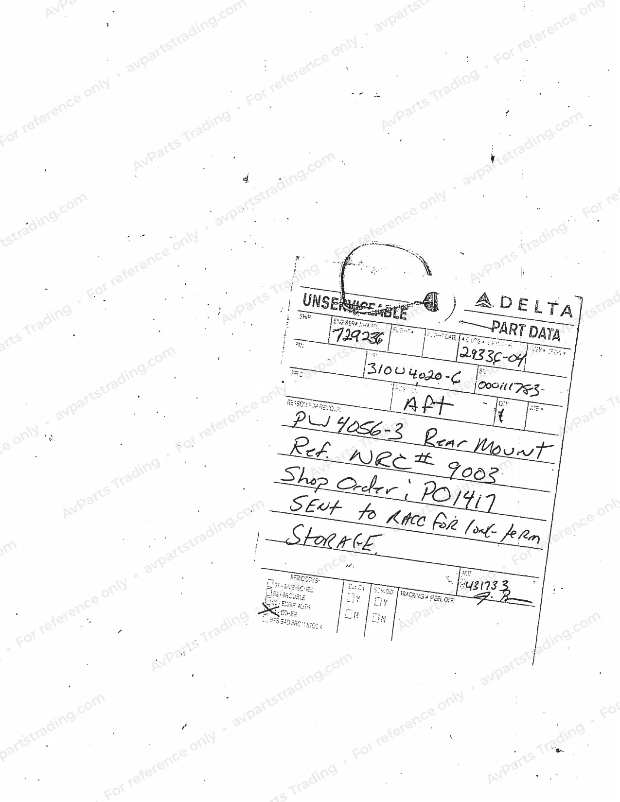 Trace for 310U4020-6: Delta tag · S/N 000111783